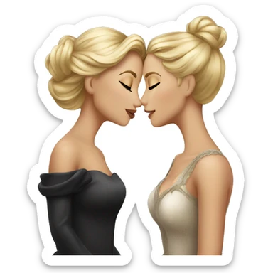 2 women princesses couple blonde deep kiss sticker