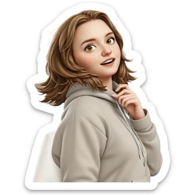 brown haired girl in hoodie sticker