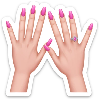 Hands with Pink long nails sticker