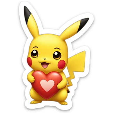 pikachu holding hart sticker