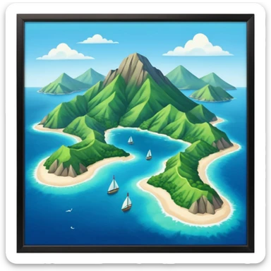 île Guadeloupe dans sa forme géographique réelle, vue du dessus sticker