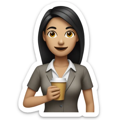 white female teacher with black hair that loves coffee sticker