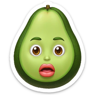 Crea un aguacate con labios grandes y con pelo  sticker