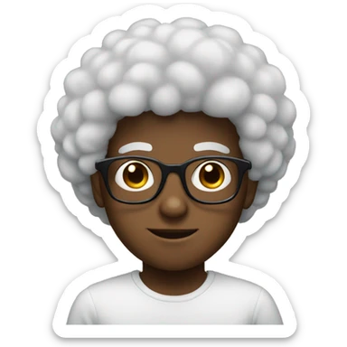 boy with glasses and a fro sticker