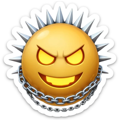 iPhone text message emoji size ball, and chain with spikes sticker