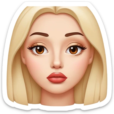 full glossy pouty baddie lips with lip liner sticker