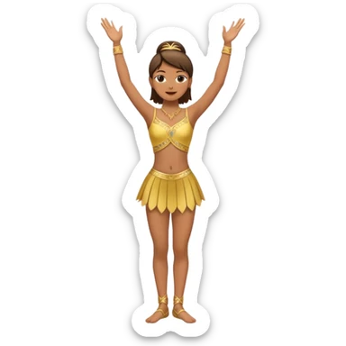 Danseuse avec les mains en l'air en haut avec Paume de mains vers l'extérieur, et une jambe sur la pointe des pieds et l'autre relevée, pliée et avec appui sur l'autre jambe.  sticker