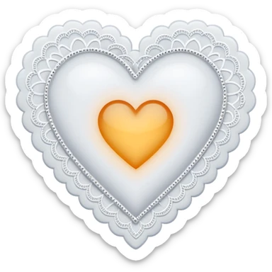 white heart with a lace border sticker