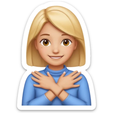 make a girl emoji crossing hands around neck sticker