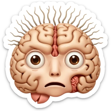 Brain looks like hero and he is shoked sticker