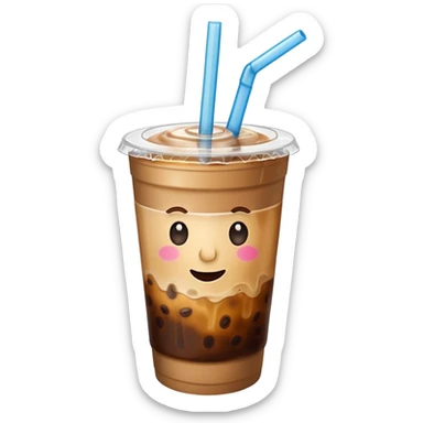  plastic cup of iced coffee with straw. sticker