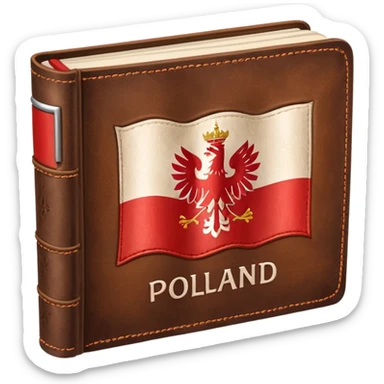 book with leather cover with flag of poland sticker