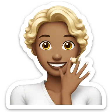 Beautiful girl with attractive nails and smile sticker