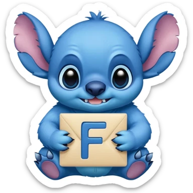 Stitch with the alphabet f sticker