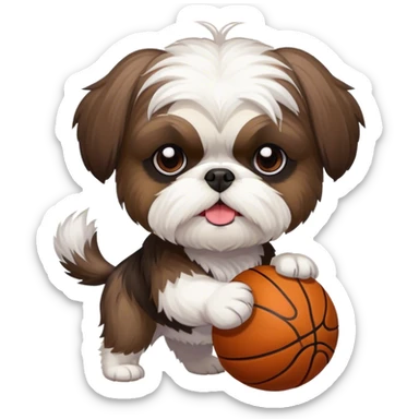 Dark brow shi tzu playing basketball sticker