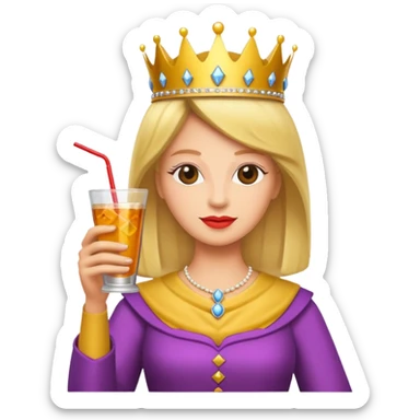 queen with drink sticker