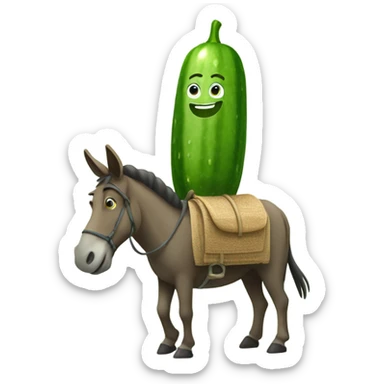 Cucumber riding a donkey  sticker