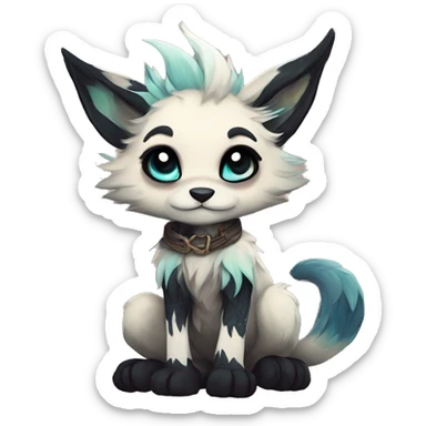 cute Kawaii edgy fantasy animal fursona Fionbri creature by griffsnuff & LiLaiRa & Falvie full body sticker