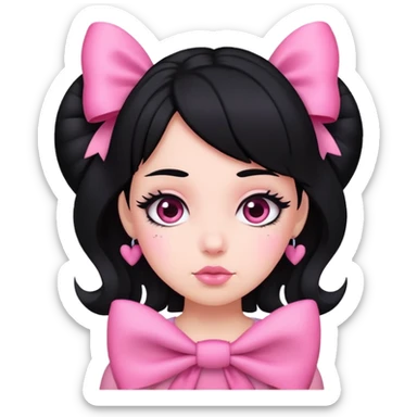 BLACK HAIR AND LOTS AND LOTS OF BOWS AND PINK sticker