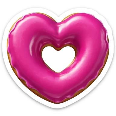 Realistic isolated heart shaped donut with Fuchsia color. sticker