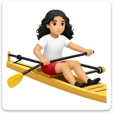 Make the girl's outfit red shorts and a white short-sleeved t-shirt in the style of apple style emojis sticker