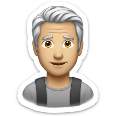 man with grey hair without mustage sticker