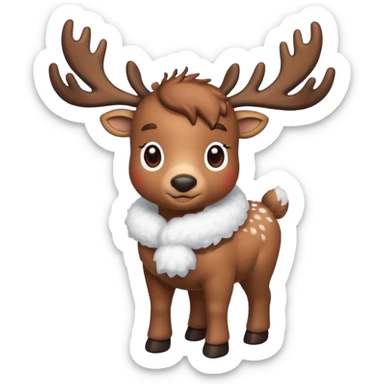 reindeer baby  cute, full bodysnow sticker