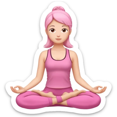 girl meditating with pink yoga set  sticker