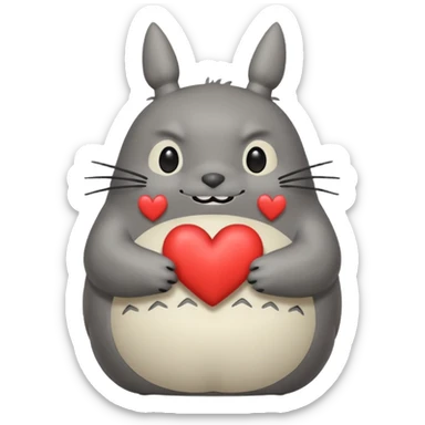 Totoro with a heart sticker
