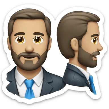 Hombre con barba y corbata azul saludando  sticker