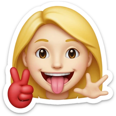 Smiley face with tongue out , and hand on the side sticker