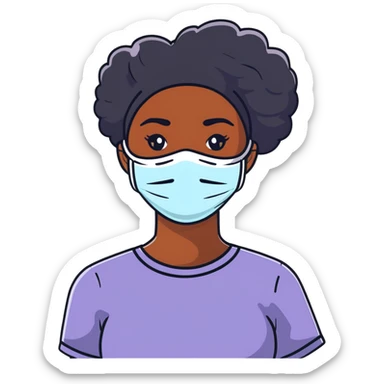 Black girl with facial mask during skincare sticker