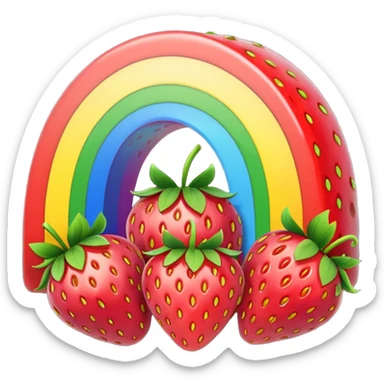 a rainbow with strawberries sticker
