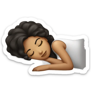 Sleeping girl on pillow dark hair sticker