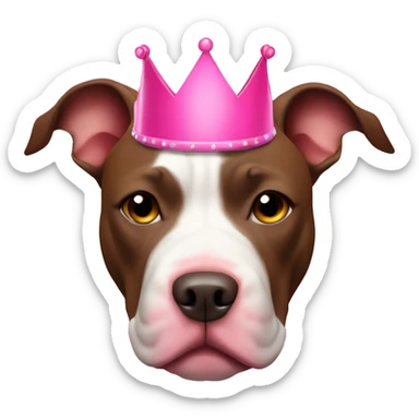 Pit bull with pink crown and brown around one of its eyes sticker