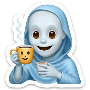 Casper the Ghost Drinks Coffee sticker