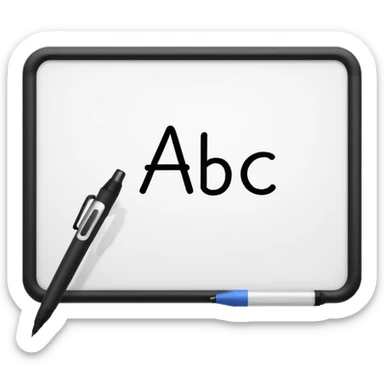 Whiteboard with ABC written on with handwriting sticker