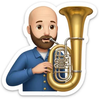 große Tuba, von gltzköpfigen bärtigem Mann gespielt sticker