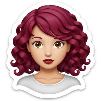 burgundy detail of hair curl sticker