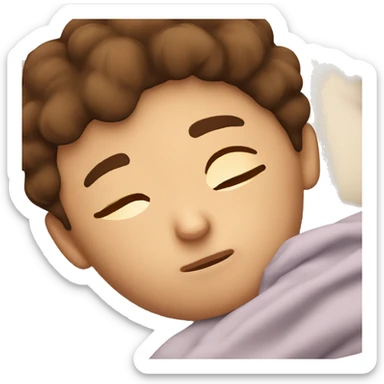 Brown hair boy sleeping in bed sticker