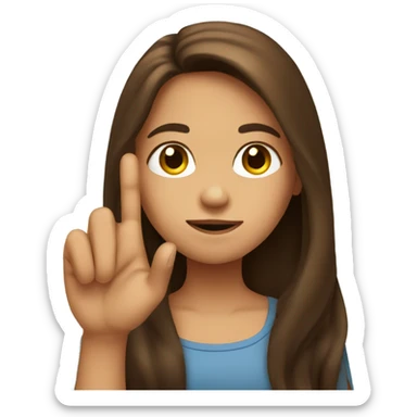 Girl with long brown hair and her finger fingers crossed sticker