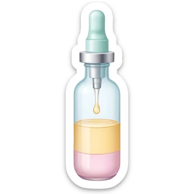 Facial serum dropper bottle, minimalist, rounded, soft pastel colors, SOS skin care sticker