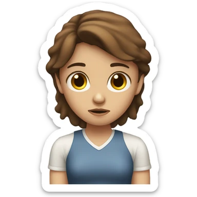 sad lonely brown haired girl without boyfriend sticker