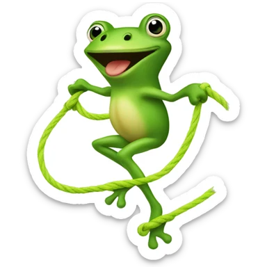 A frog jumping rope sticker