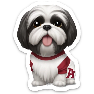 Black and white Shih tzu wearing Alabama jersey sticker