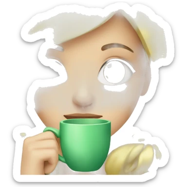 Girl sipping tea with blonde hair and green eyes sticker
