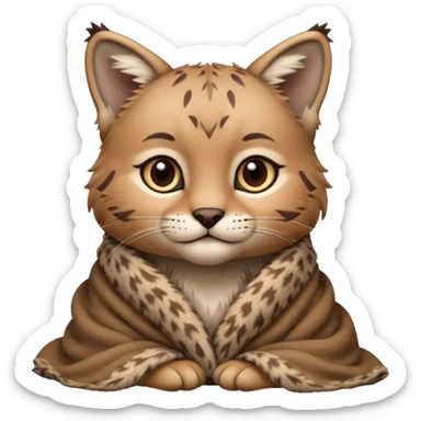 Cozy bobcat cub in blanket sticker