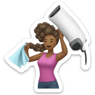 Woman dries wet sail with hair dryer sticker