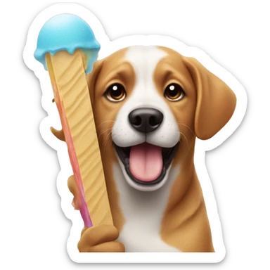 Dog with ice lolly sticker