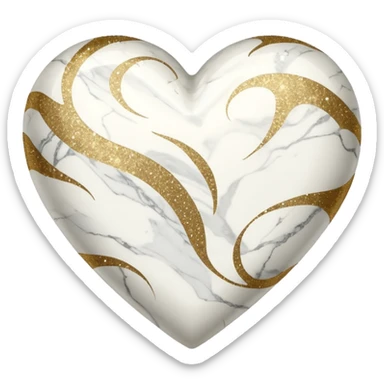marble heart with glitter sticker
